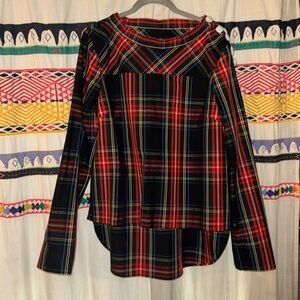 J. Crew plaid holiday blouse size 8 NWT